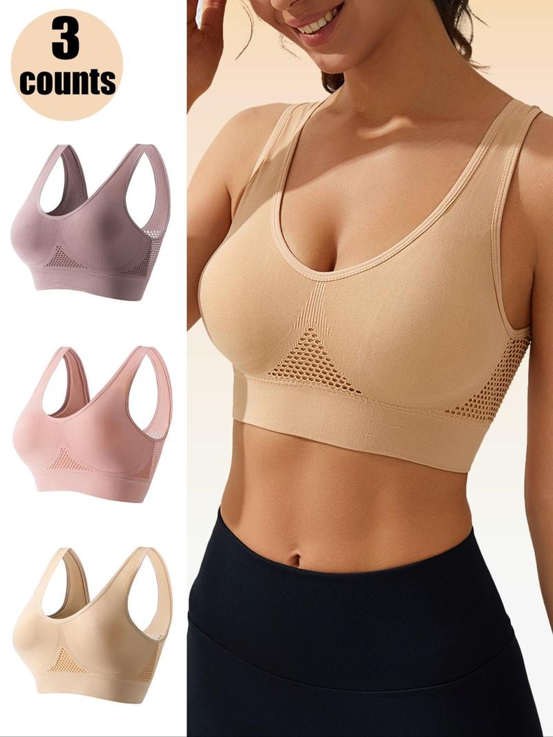 Product Introduction of Women's Solid Wireless Bra, Breathable Comfortable Sports Bra, Softness Lightweight Lingerie Top for Daily Wear 4