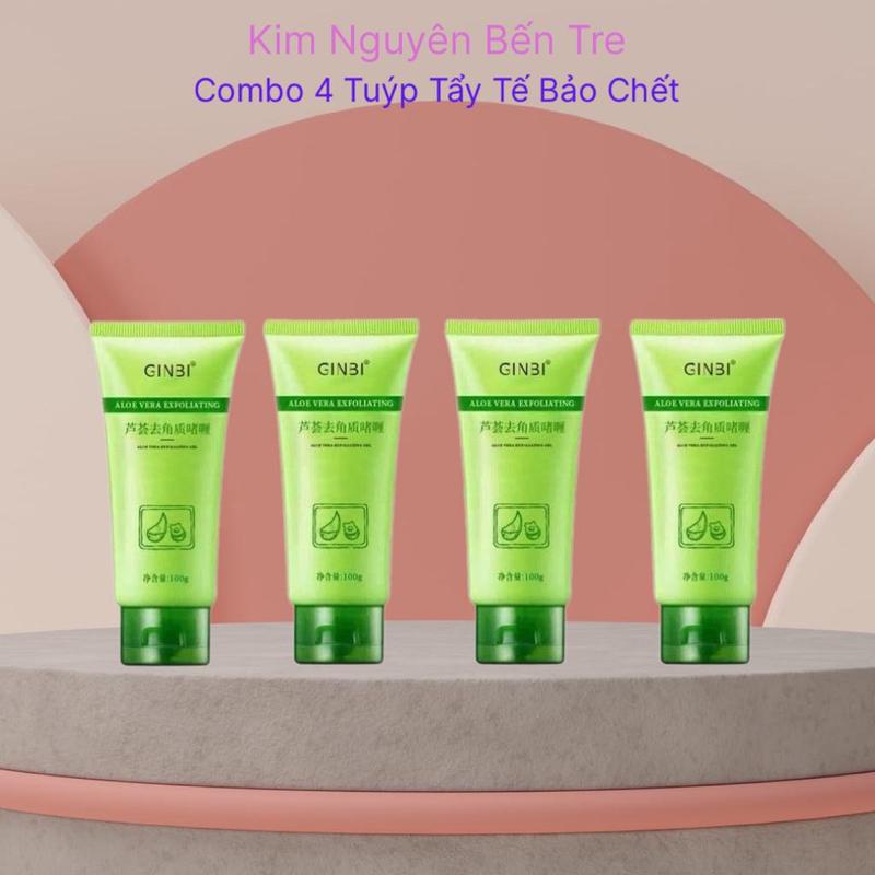 Combo 4 Tuýp Gel Tẩy Tế Bào Chết Dành Cho Da Mặt Và Body GINBI Chiết Xuất Nha Đam Tuýp 100g Skincare