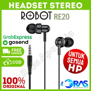 Headset Kabel Robot RE20 Bass Stereo Earphone Handsfree Laptop Microphone