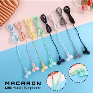 (OP) Headset Macaron U19 Stereo Extra Bass Candy Kuping keras Warna Earphone Handsfree
