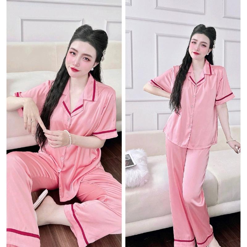 Pizama TN 40_75kg phối viền mặc Đẹp Lụa mịn Latin mát lanh Nữ 0