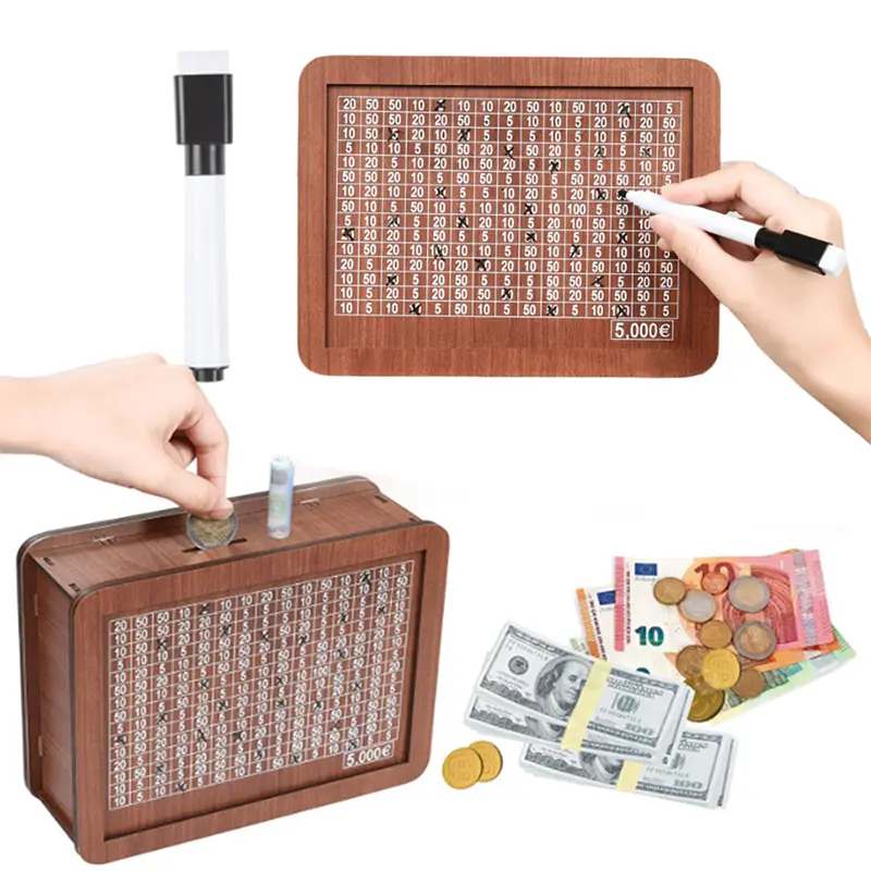 Piggy Bank Kayu, Buatan Tangan, Hiasan, Hiasan, Pakai Buang, Jimat Wang, Kotak dengan Kaunter Matlamat Wang, Sesuai untuk Kanak-kanak dan Dewasa, [YZV]