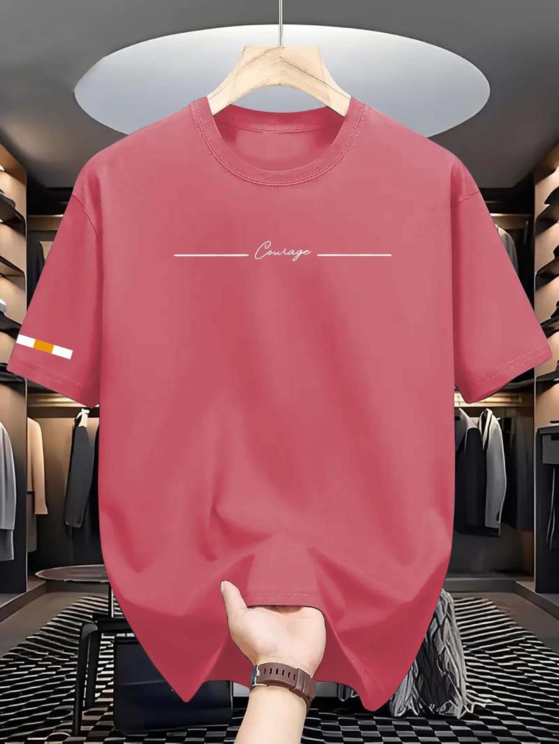 Product Introduction of Unisex Simple Korean Casual Crew Neck T-Shirt, Summer Short Sleeve Polyester Top with Graphic Print, Slight Stretch Knit Fabric, Regular Fit - Stylish Everyday Wear Men's Top 6