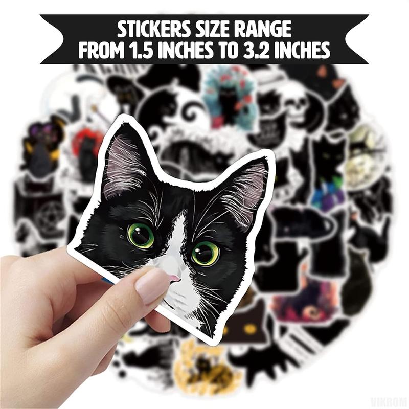 100pc Kawaii Black Cat Sticker Pack - Waterproof Vinyl Decals for ...