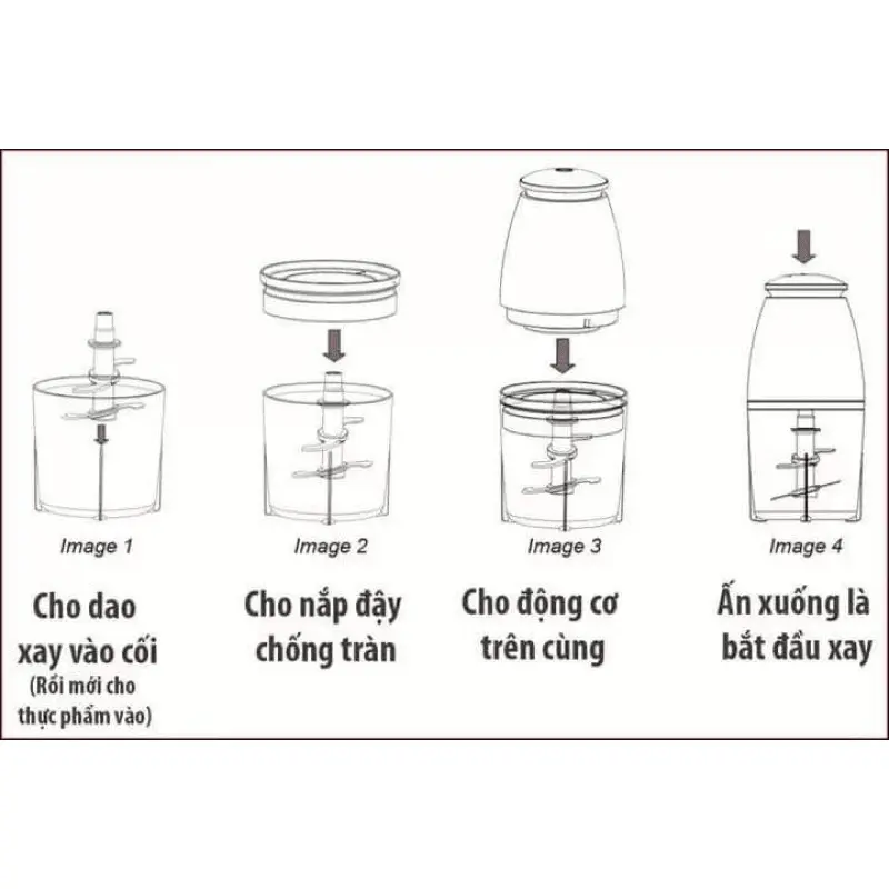 Máy xay đa năng Nhật Bản, xay thịt, xay cá, xay sinh tố, xay củ, hoa quả - máy xay cầm tay - 4 đầu lưỡi thép -  dung tích 750ml, đồ dùng bếp - máy xay thông minh - may nghiềm hiện đại -  may xay mini 7