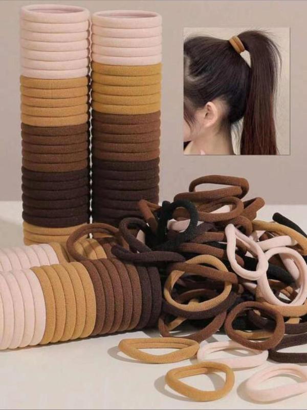 Solid Color Hair Tie, High Stretch Hair Tie, Casual Simple Hair Accessories for Women & Girls, Minimalist Headwear Suitable for Thick Hair 0