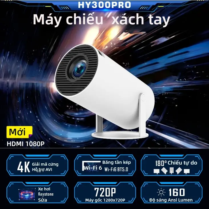 【Việt Nam】Máy chiếu HY300 4K Android 11 WiFi6 Double 260Si Allwinner BT5.0 1080P 1280*720p rạp chiếu phim ngoài trời gia Projector 2