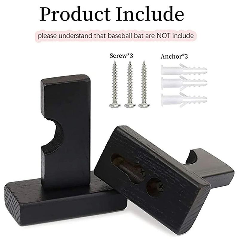 Product Introduction of 2Pcs New Display Rack Bracket Baseball Bat Holder with Screws Softball Bat Hockey Stick Stand Wooden Portable Wall Mount Hanger 23