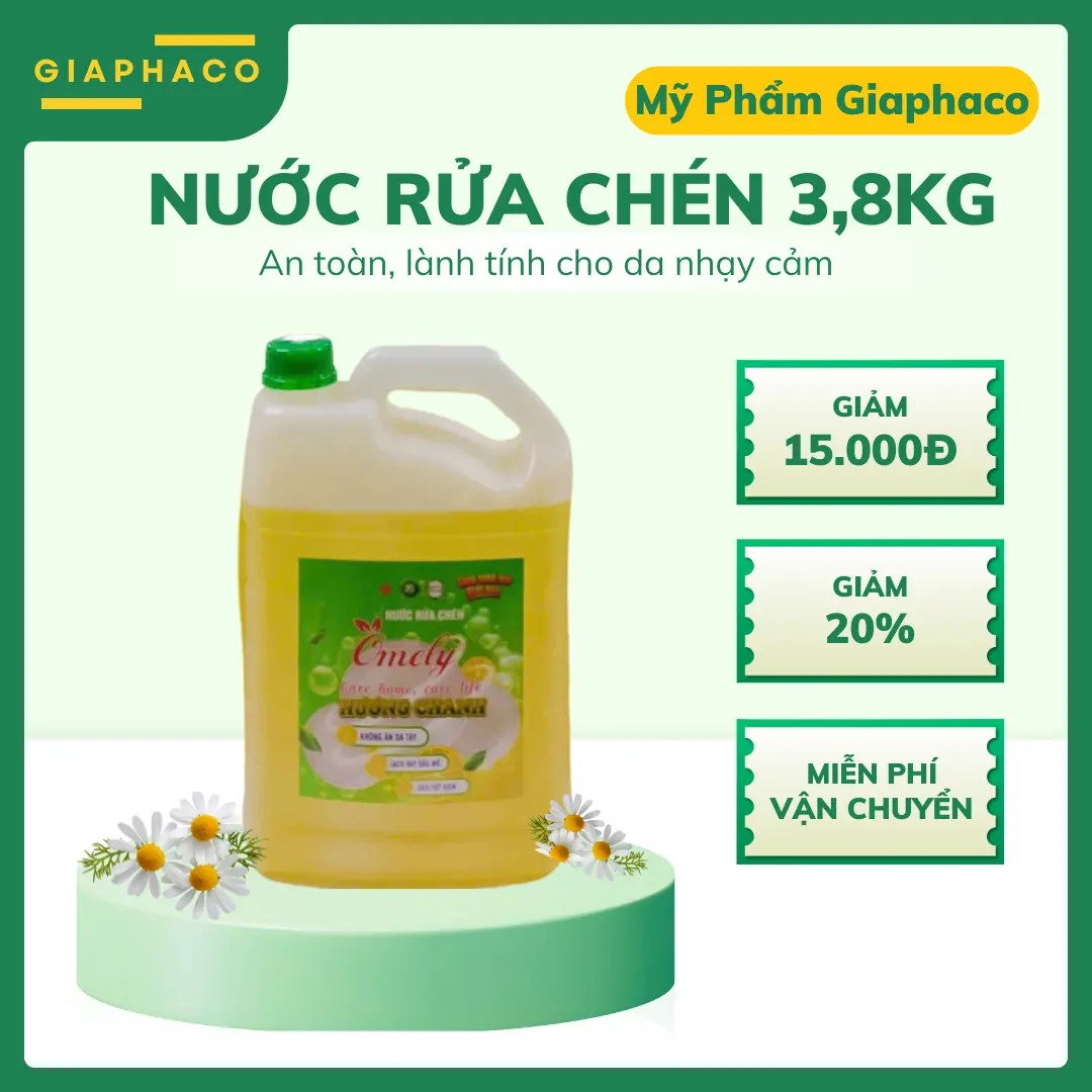 Nước Rửa Chén 3.8kg Hương Chanh Không Khô Da Tay Làm Sạch Chén Dĩa