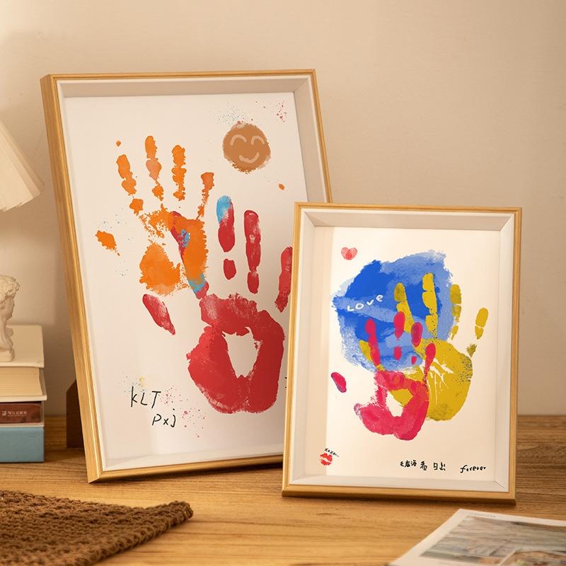 Product Introduction of Couple Hand Print DIY Photo Frame, Custom Wooden Hand Mounted Decoration Frame Children Parent-Child Double Specimen Picture Frame 0