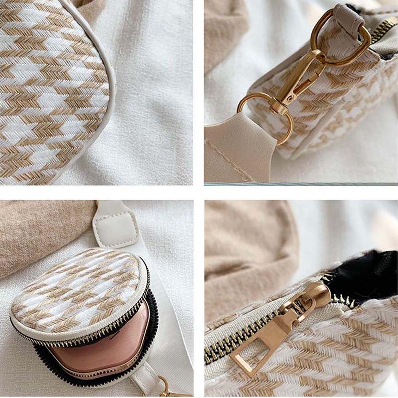 Product Introduction of 2pcs/set Fashion Travel Casual Bag Composite Bags Large capacity Mini Round Purse Messenger Bag Plaid Print Shoulder Bag Women Crossbody Bag 13