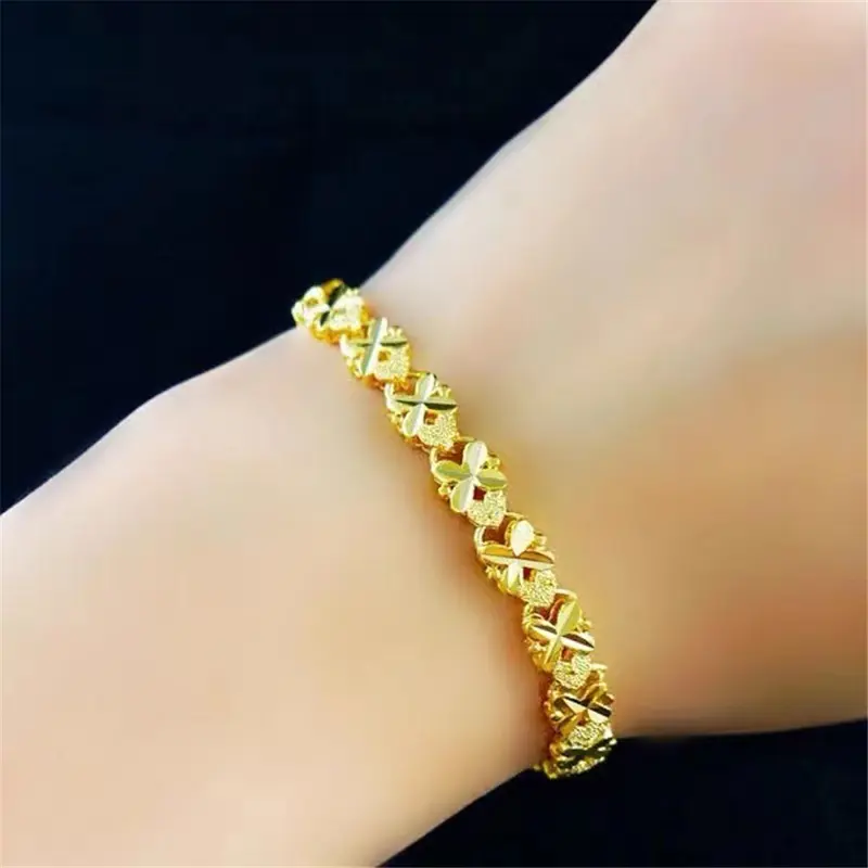 Vòng Tay Dây Chuyền Xích Màu Vàng Đồng Thau, Phong Cách Hàn Quốc, Vòng Tay Hạt May Mắn, Dành Cho Phụ Nữ, Thích Hợp Cho Đám Cưới Và Quà Tặng Sinh Nhật 1