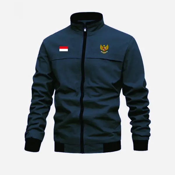 Jaket pria eleganter timnas Bordir Kain Simple Panjang 2
