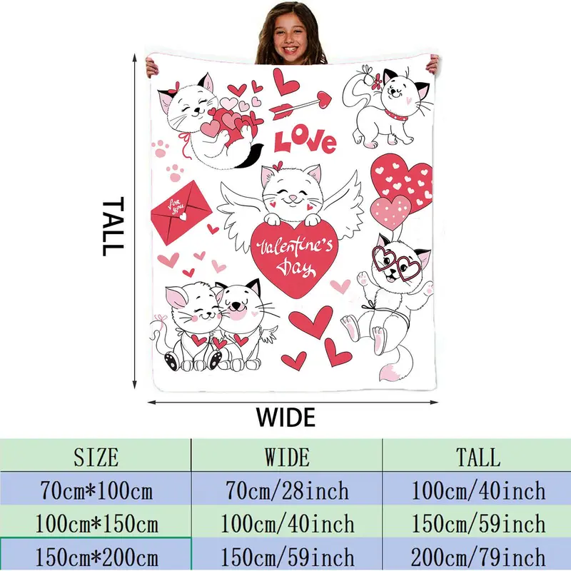 Cartoon Cat Pattern Blanket, Soft Comfortable Throw Blanket, Air-conditioned Room Blanket, Warm Nap Blanket for Home & Office 1
