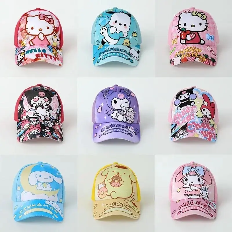 Cute Sanrio Kuromi Girls Baseball Cap Children's Summer Mesh Sun Protection Cap Breathable New Kids Hip Hop Hat for Girl