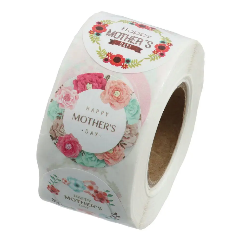 Chic et Charme 500 Pcs Funny Kraft paper Mother's Day Stickers 1 Inch Multicolor Mother's Day Decorative Gifts Envelope Card Gift Boxes Decor