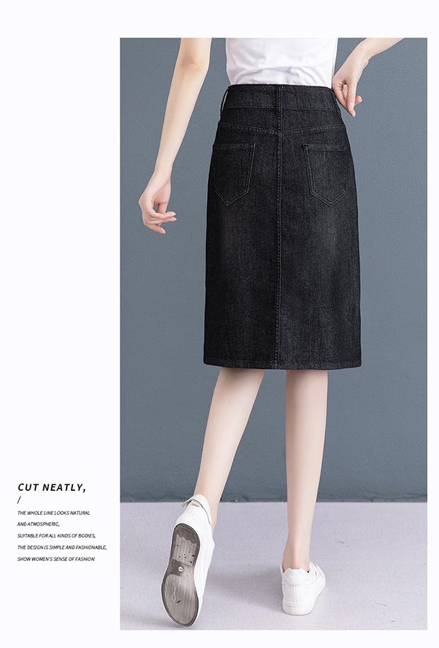 Product Introduction of New Muslim Women'S Short Skirt, Jeans, Fashionable And Versatile High Waisted Denim Skirt, Women'S Bag, Hip Button Skirt, Long Skirt ankle  length  denim  skirt 17