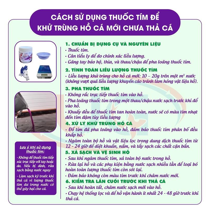 Thuốc tím Uông Gia  [ 100 Gam ] cho cá - Giải pháp sức khỏe và xử lý hồ cá, liều dùng 3g/m3 1