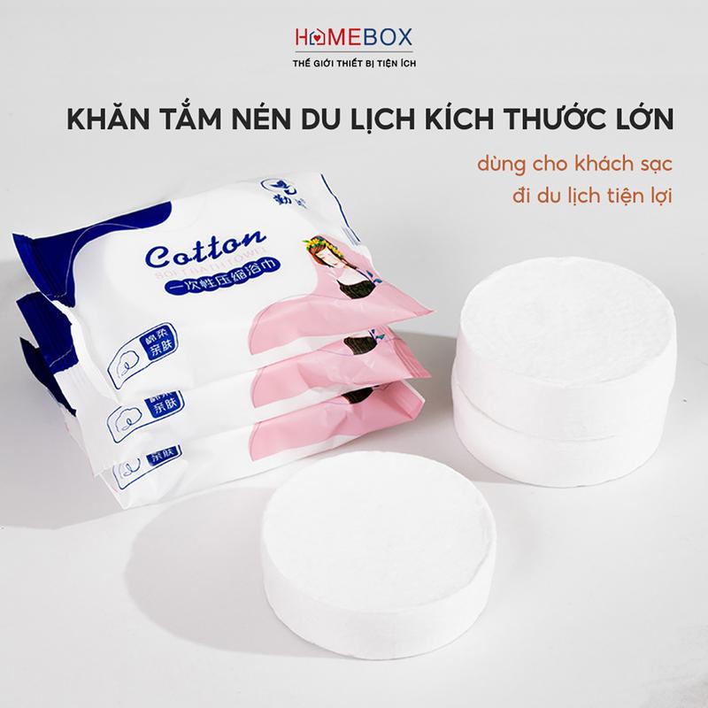 COMBO 5 Khăn Tắm Nén Du Lịch Giấy Nén Cotton Dùng Một Lần Loại Lớn 70x140cm Thấm Hút Nước Nhanh Tiện Lợi Dùng Trong Khách Sạn Nhà Tắm