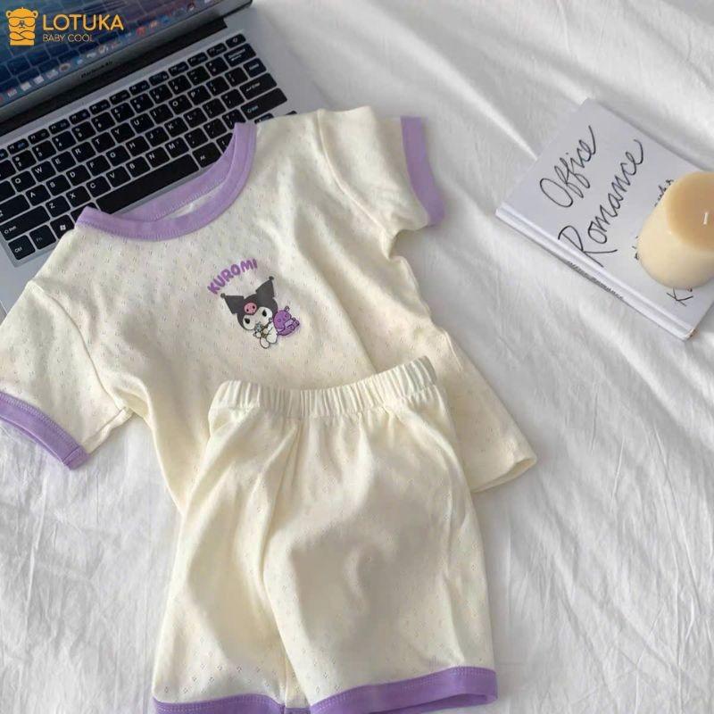 Bộ Cộc Tay Cotton Thông Hơi In Kuromi Melody Mỏng Mát LOTUKA Bộ Rời Cho Bé Set Đồ Mặc Nhà Quần Áo Trẻ Em Size 4-18kg