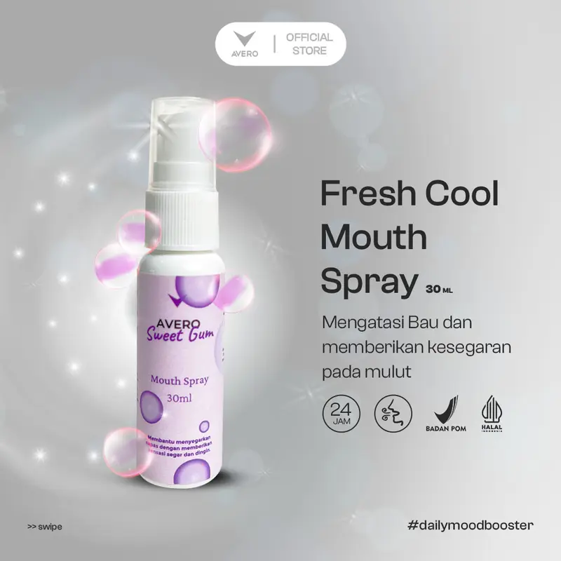 Avero Penyegar Mulut BPOM  & Halal 30ml - Sweet Gum Mouth Spray Buy 1 Free 1 4