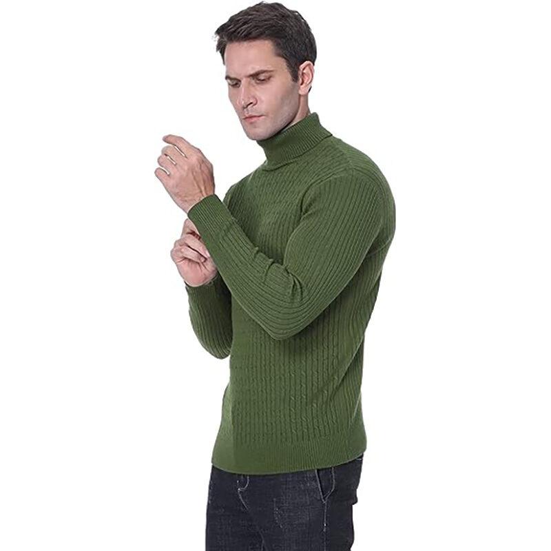Product Introduction of Men's Turtleneck Sweater Casual Men's Knitted Sweater Warm Fitness Men Pullovers Tops Knitwear Menswear polo  shirts Collar Geometric 18