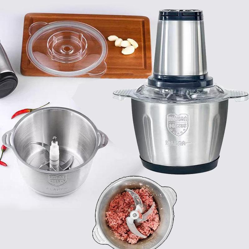 Máy Xay Thịt Đa Năng Cối 2L Inox 304,4 Lưỡi Dao Thép Không Gỉ,Say Sinh Tố Thịt, Cá, Rau Củ Hoa Quả 4