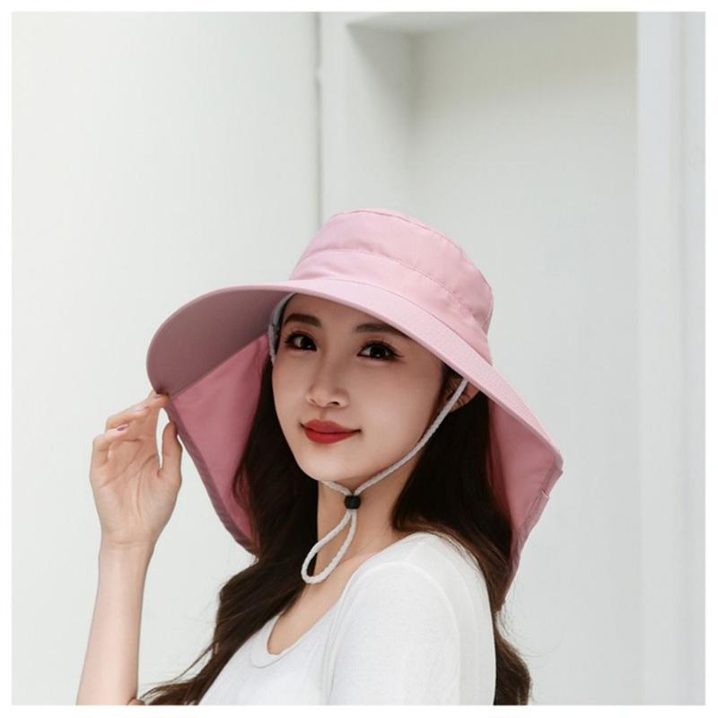 Product Introduction of 2024 Fashion Outdoor Fisherman Hat Wide Brim Shawl Neck Protection Women Summer Hat Fishing Hiking Sun Visors Sunscreen Ponytail Cap 9