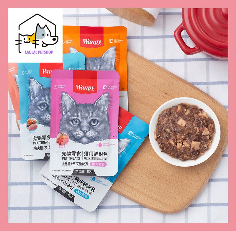 COMBO 10 GÓI PATE CHO MÈO WANPY GÓI 80G MIX VỊ 1