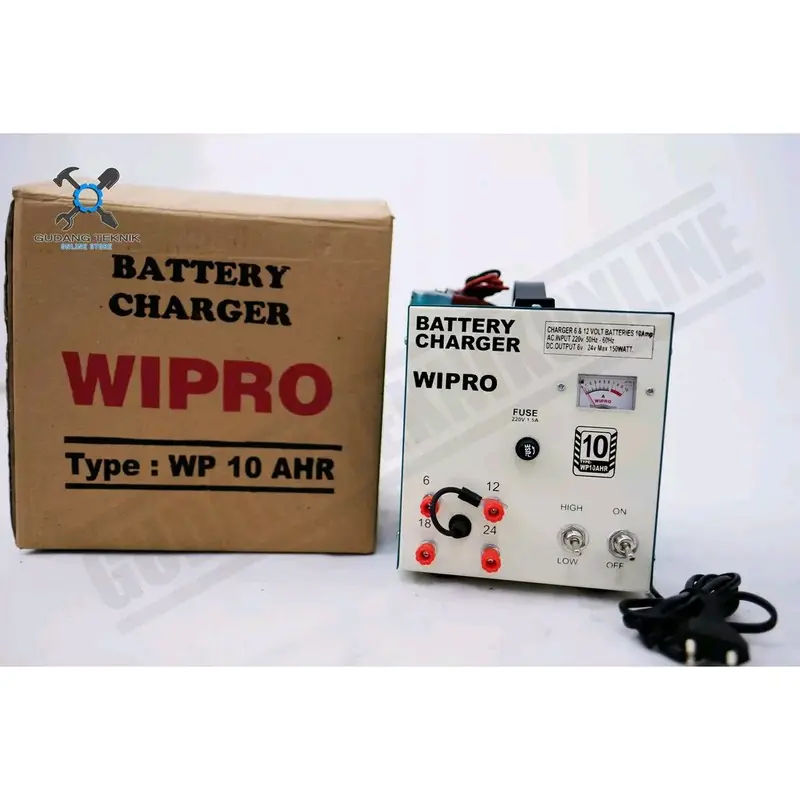 Charger Aki Mobil Motor WIPRO / Baterai Charger 10AH/Cas Accu 10 AH 4