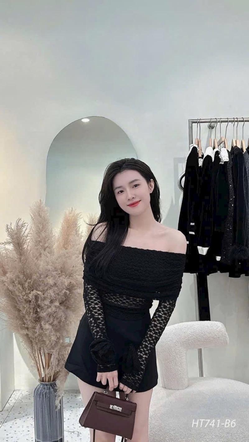 Product Introduction of Áo trễ vai ren tay hoa hot _ Áo ren trễ vai tay đính hoa sang sịn 16