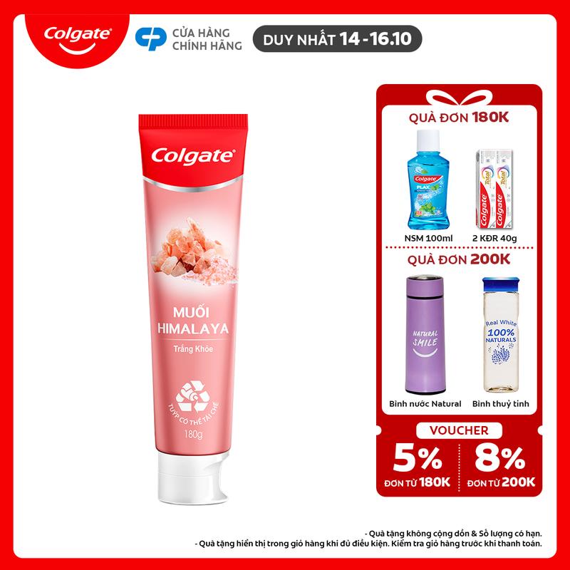 [Duy nhất 14-16.10] Kem đánh răng Colgate thiên nhiên muối Himalaya sáng khỏe 180g