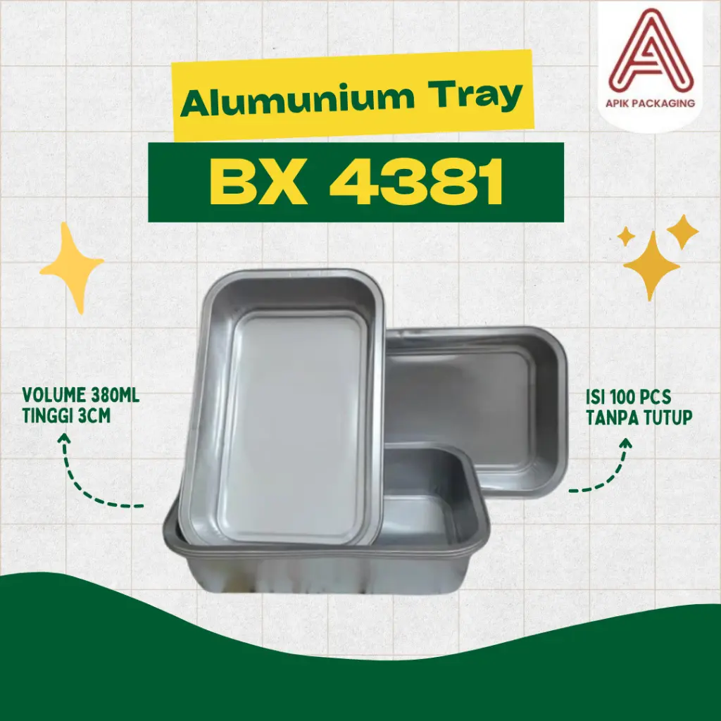 ALUMUNIUM TRAY BX 4381 (380ML) ISI 125 PCS BELUM TERMASUK TUTUP