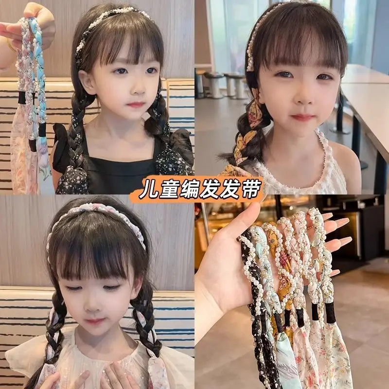Khăn Quàng Tóc tết Phong Cách Phương Tây Cho Trẻ Em, Ruy Băng Hoa, Dây Buộc Tóc Tích Hợp, Cho Bé Gái, Buộc Tóc Đuôi Ngựa Ngọc Trai, Phụ Kiện Tóc, Thích Hợp Cho Mùa Hè 2025