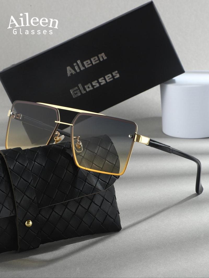 Product Introduction of Unisex Fashionable Ombre Tinted Lens Sunglasses, Trendy Casual Flat Top Frame Sunglasses for Everyday Use, Fashion Accessories for Outdoor Activities 1