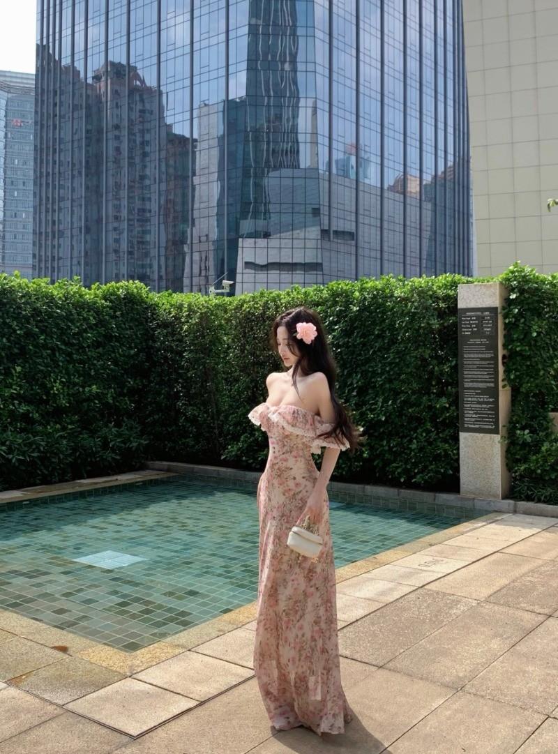 Product Introduction of Đầm Maxi Hoa, Thời Trang Mùa Hè, Thiết Kế Hở Lưng Gợi Cảm, Đầm Nữ Có Cổ Vai 18