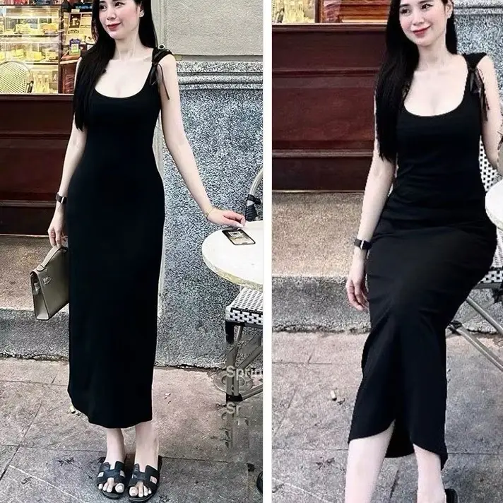Đầm Body Thiết Kế Vải Thun Thời Trang Nữ Sẻ Gấu Buộc Nơ 2 Bên Trẻ Trung Form Vừa Dưới 56kg Top haubinhchuyensiqc