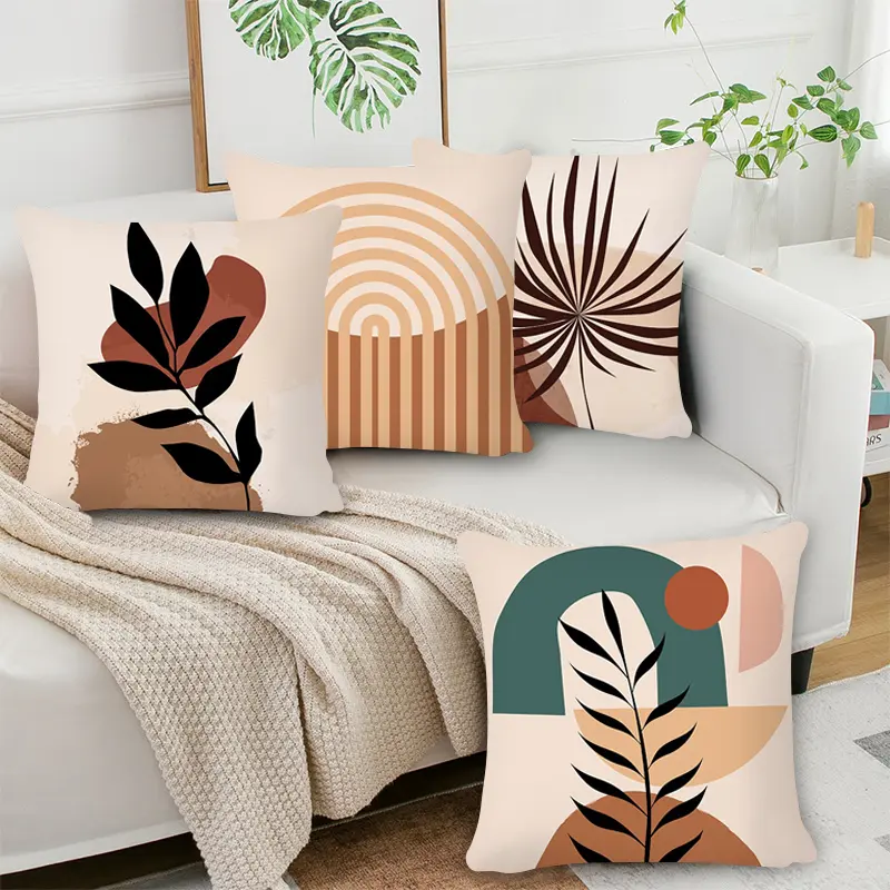 HD Printed Throw Pillow Case for Sofa Nordic Leaf Style Cushion Cover Pillowcase Home Decor 18 X 18 inches