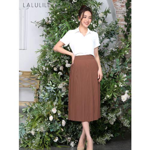 Product Introduction of LALULILL Chân váy hai lớp dập li lụa viscose - BC50 3