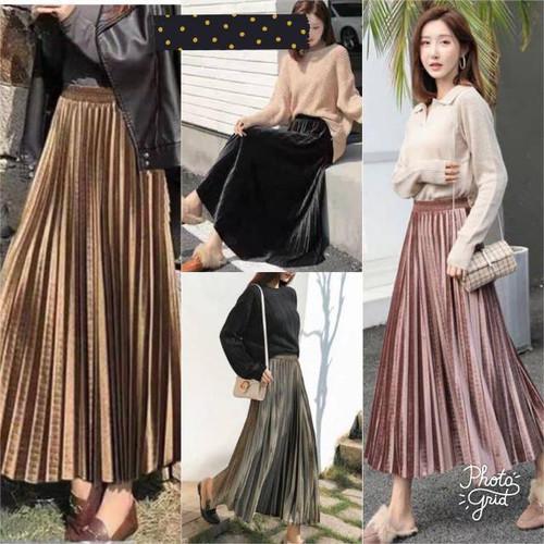 ROK PLISKET VELVET BLUDRU / ROK PLISKET BLUDRU PREMIUM PANJANG 6