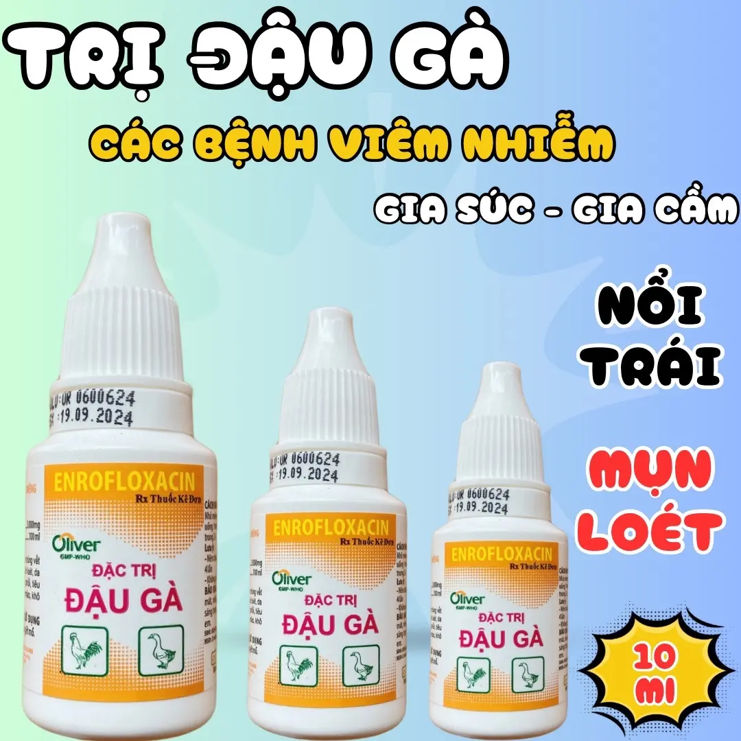 Đậu gà chuyên trị các trường hợp nổi trái, mụn loét, mụn cóc đầy mình trên gà đá lọ 10ml