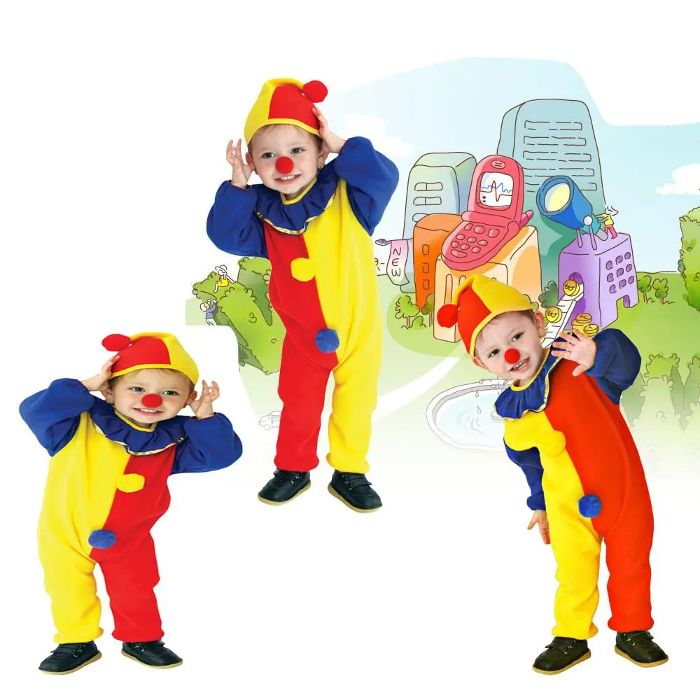 Kids Clown Costume, 1 Set Colorful Clown Costume, Party Clothing for Boys & Girls, Party Supplies for Birthday Festival