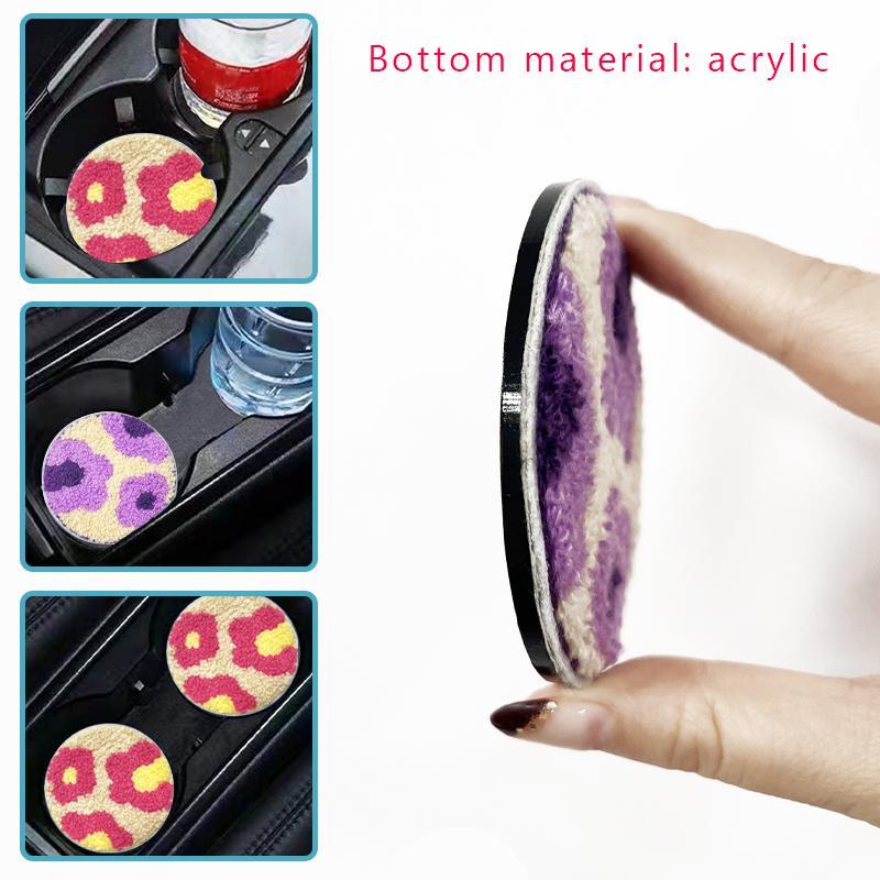 Flower Design Dirt-proof Car Coaster, Non-slip Heat Insulation Car Cup Mat, Car Interior Insulated Decoration Accessories 3