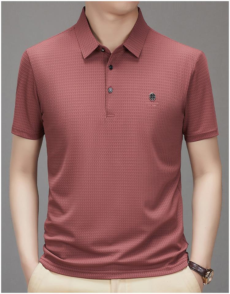 Product Introduction of Men's Polo Shirt, New Collection, Wrinkle-Free Ice Silk Material, Summer Business Collar, High Elastic, Breathable, Premium Ice Feel T-Shirt 25
