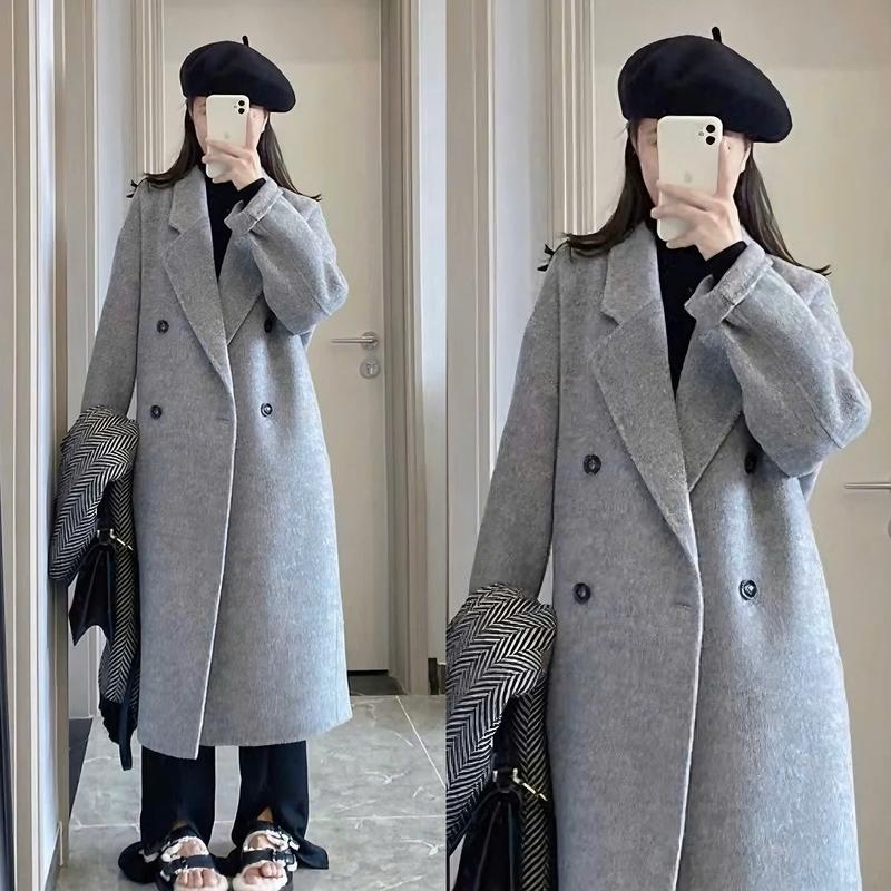  Áo khoác nữ EMME măng tô lông cừu ngắn thiết kế dáng dài 4 cúc cách điệu AKL74 new - Thanh Tự 