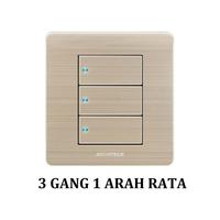 Gambar Architech Platinum B9-K3A Gold Sakelar/Saklar/CETEK 3 Gang 1Arah LED - 3GANG 1ARAH RATA LED dari ARCHITECH INDONESIA Kota Administrasi Jakarta Utara 3 Tokopedia