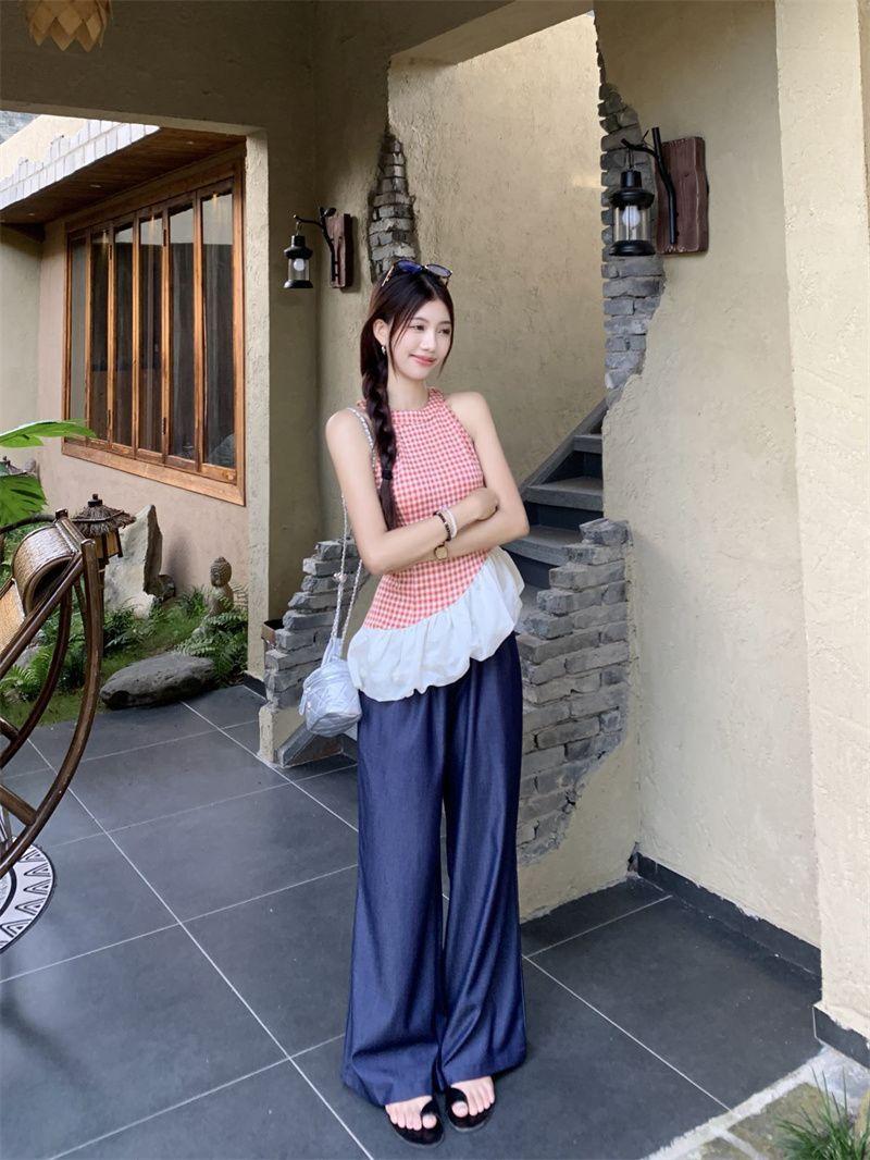 Product Introduction of Áo Vest Cổ Yếm Kẻ Sọc, Hàng Mới Về Mùa Hè, Thiết Kế Sang Trọng, Không Tay, Khâu, Dây Đeo Spaghetti Bất Đối Xứng Phong Cách Cô Gái Nóng Bỏng, Áo Trên 5