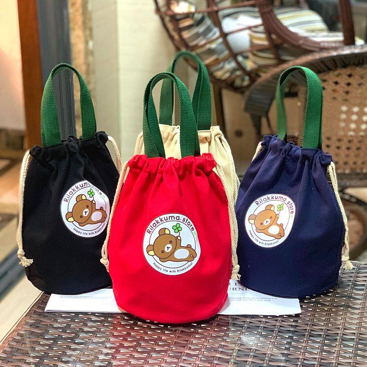 [backpacks on cups]Canvas Drawstring Bundle Handbag Japanese-Style Thermos Cup Beaker Large Capacity Women's Fashion Buggy Bag Pull-Belt Backpack on Cup 5