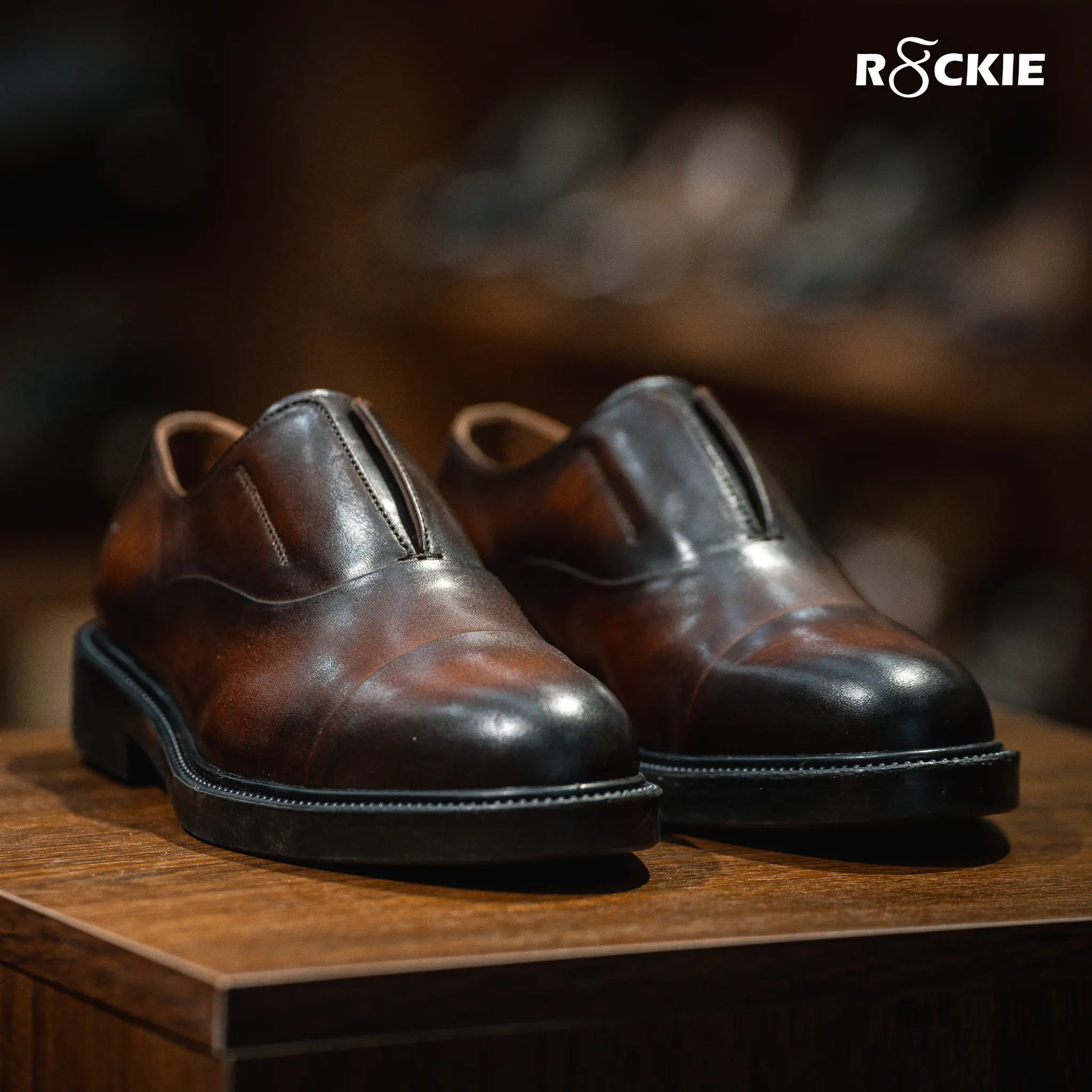 Giày Oxford Slipon dòng Pisco Beckman- Nâu Patina
