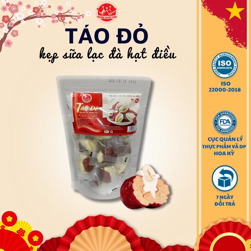 Táo Đỏ Kẹp Sữa Lạc Đà Hạt Điều Ăn Vặt Dinh Dưỡng Nhân Sữa Dẻo Dai Kéo Sợi (Gói 300g, 450g) - PHUONGHUYENFOOD Táo Đỏ Viên Kẹo Candy kẹo  táo 2
